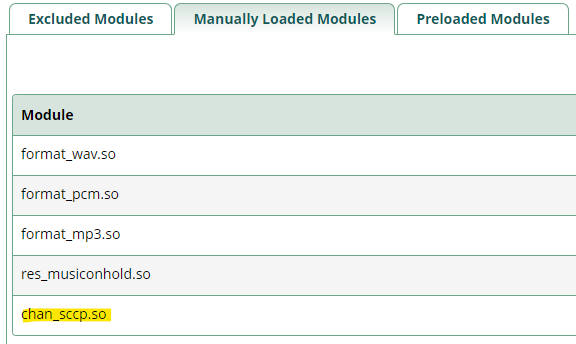 Manually Loaded Modules